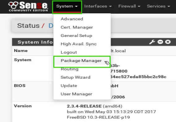 pfSense Package Manager