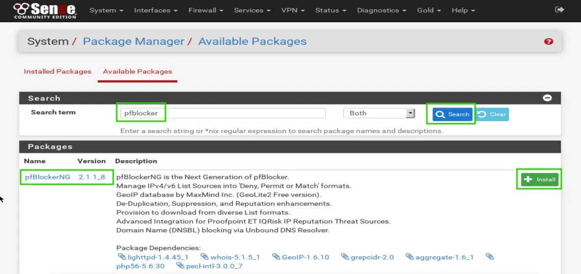 Install pfBlockerNG for pfSense