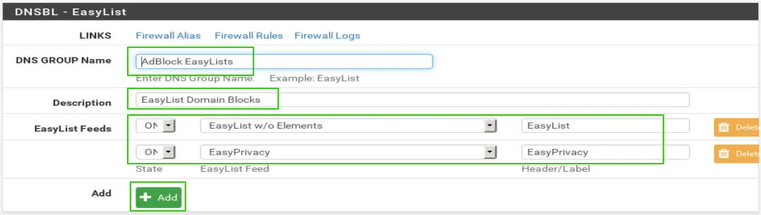 EasyList Configuration for pfSense