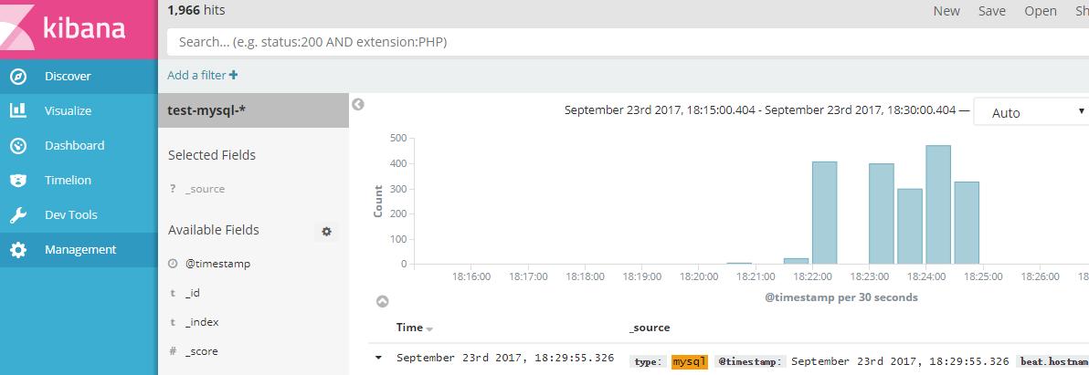使用packetbeat 采集mysql数据