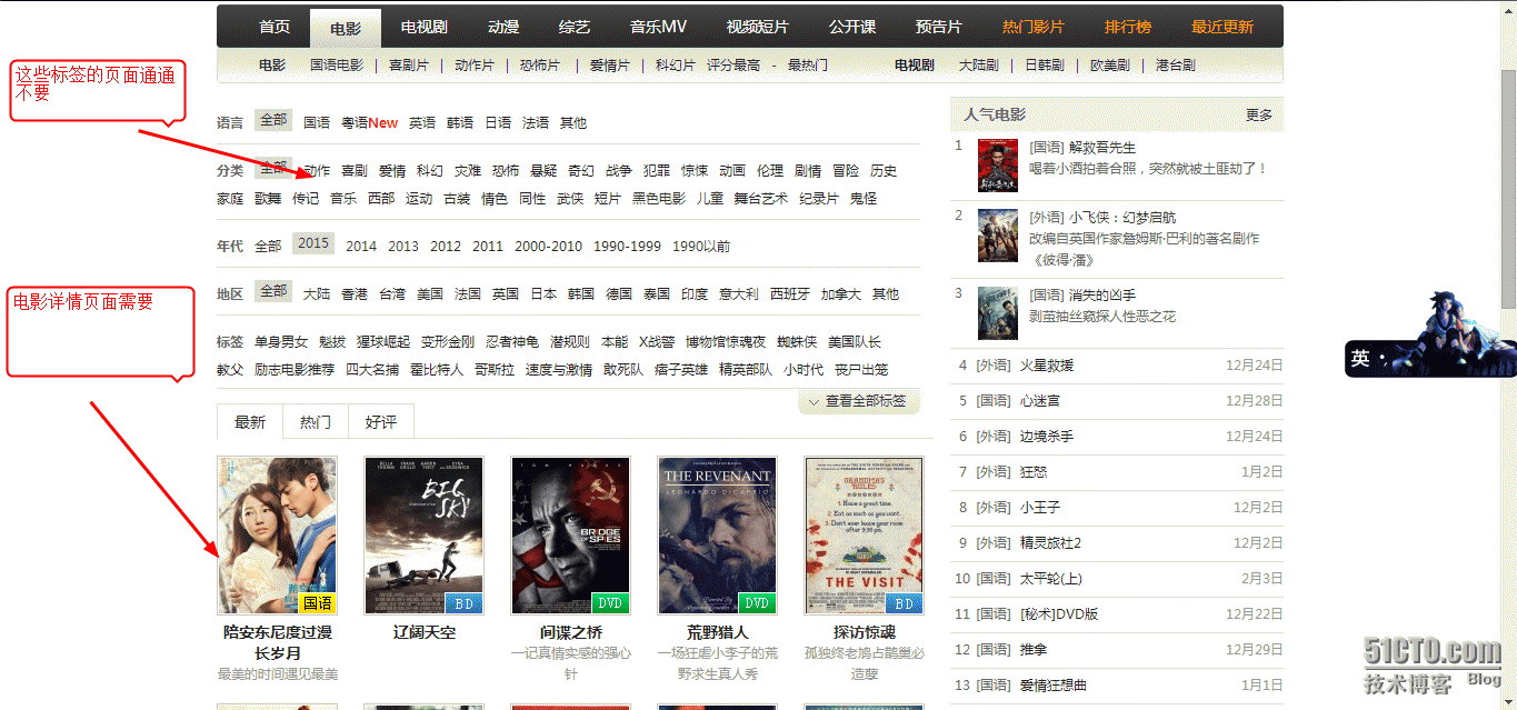 Java爬虫实战(二):抓取一个视频网站上2015年所有电影的下载链接
