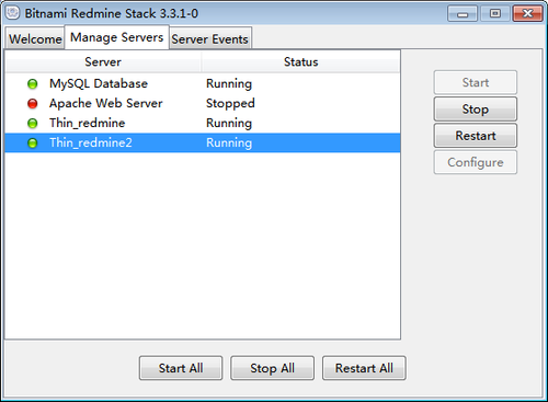 在linux环境下使用命令行控制redmine各项服务