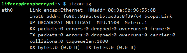 修改树莓派盒子MAC地址