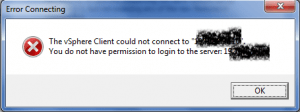 VMware vCenter 5.5 – You do not have permission to login to the server
