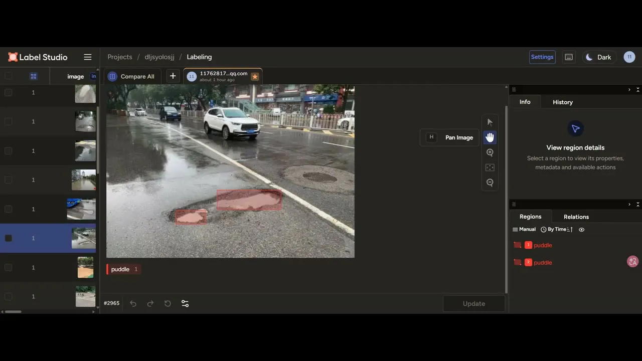 道路积水yolo数据集 标注界面示例。