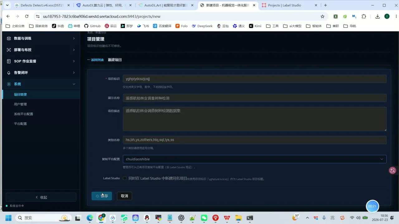 遥感航拍林业调查树种检测数据集 模型训练操作界面