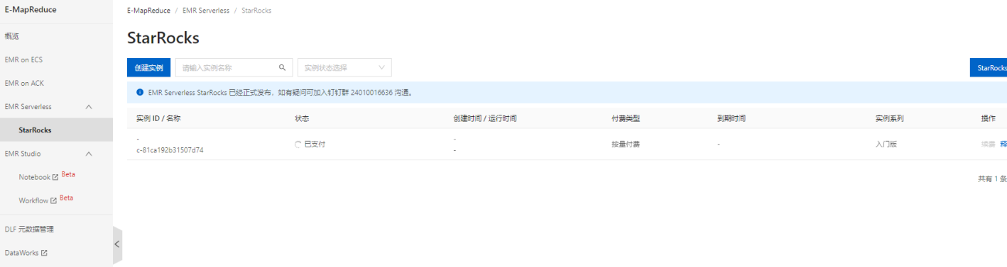 EMR Serverless StarRocks体验报告
