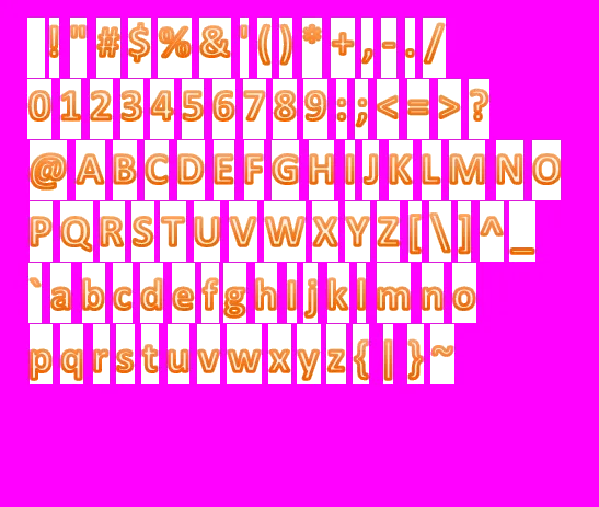 XNA Bitmap Font Plus生成的字符集图片