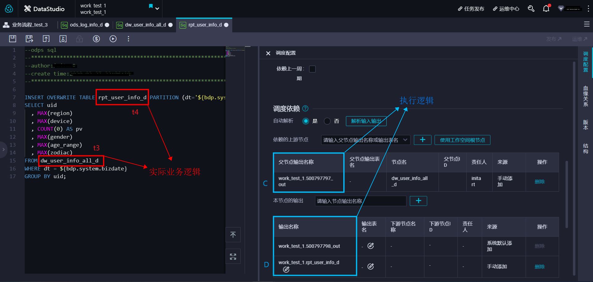 DataWorks百问百答21：节点的调度依赖关系有哪些？ 表之间的业务逻辑简化说明