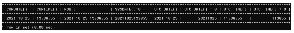【mysql】日期和时间函数