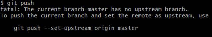 git push报错：The current branch master has no upstream branch