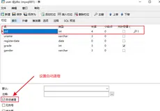 数据库中设置列/字段自增