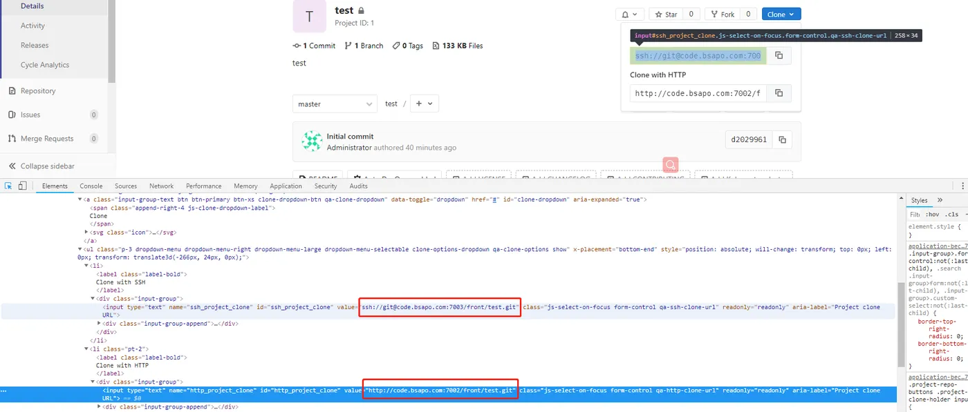 gitlab的clone地址