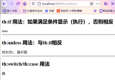 SpringBoot——Thymeleaf中的条件判断（th:if、th:unless、th:switch、th:case）