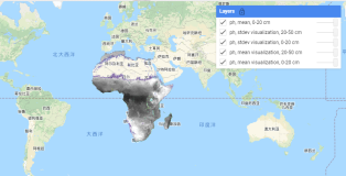 Google Earth Engine ——2001-2017年非洲土壤在 0-20 厘米和 20-50 厘米的土壤深度处可提取的PH数据，预测平均值和标准偏差
