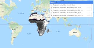 Google Earth Engine ——2001-2017年非洲土壤在 0-20 厘米和 20-50 厘米的土壤深度处可提取的钾数据，预测平均值和标准偏差