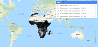 Google Earth Engine ——2001-2017年非洲土壤在 0-20 厘米和 20-50 厘米的土壤深度处可提取的含砂量数据，预测平均值和标准偏差