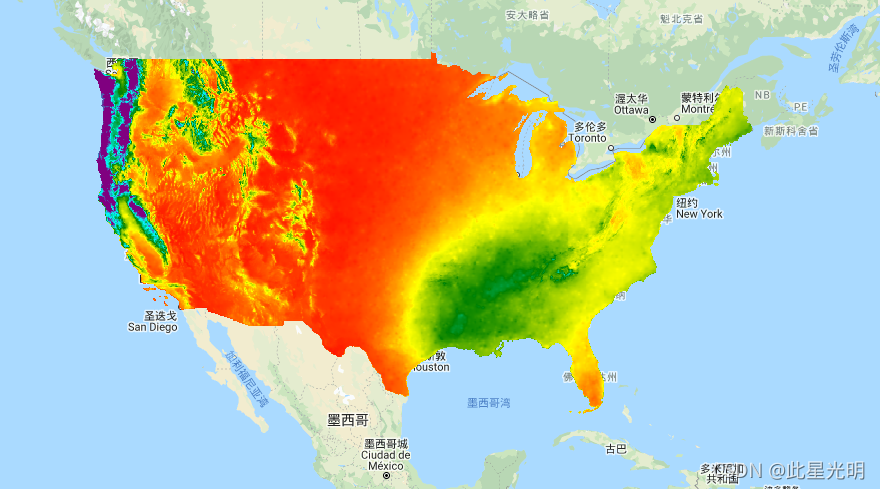 Google Earth Engine——美国PRISM插值程序模拟了天气和气候如何随海拔变化，并考虑了海岸效应、温度反转和可能导致雨影的地形障碍。