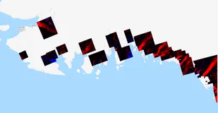 Google Earth Engine——该数据集是美国宇航局在研究环境中使用地球系统数据记录 (MEaSUREs) 计划的一部分，包括选定冰川出口区域的月平均速度图