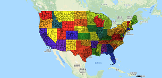 Google Earth Engine——美国人口普查局的TIGER数据集包含美国各州主要法律部门的2018年边界。在大多数州，这些实体被称为 “县“。在路易斯安那州，这些州被称为 “教区“。