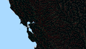Google Earth Engine——WWF河流流量累积数据集定义了排入每个单元的上游区域的数量（以单元数计）。排水方向层被用来定义哪些小区流入目标小区。累积单元的数量本质上是对上游集水区的测量。