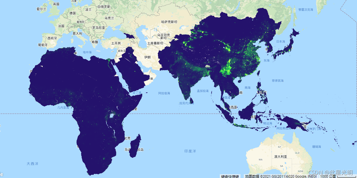 Google Earth Engine——世界人口数据集描述了2010年、2015年和其他年份居住在每个网格单元的估计人数。