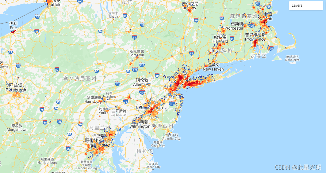 Google Earth Engine——城市群昼夜温度数据集包含了全世界超过10,000个城市群的年度、夏季和冬季的地表热岛（SUHI）强度的昼夜变化。该产品既有像素级（降尺度后为300米分辨率）