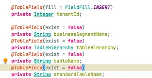 Mybatis-plus 注解 @TableField(exist = false)