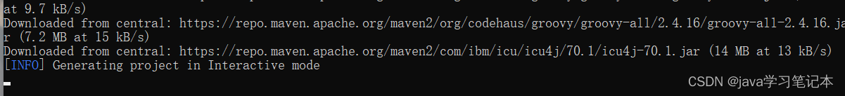 初学maven时在命令行窗口构建maven项目时出现 Generating project in Interactive mode