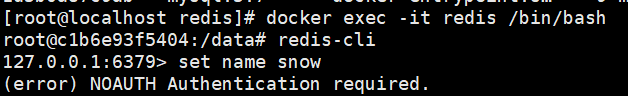 Docker进入redis容器连接redis-cli 报错：(error) NOAUTH Authentication required.