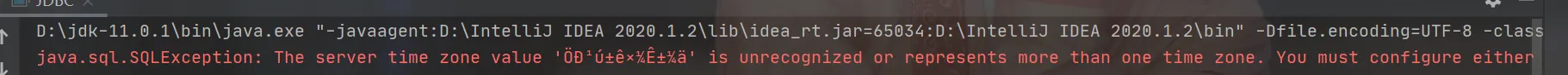 IDEA中使用JDBC连接Mysql时报错：java.sql.SQLException: The server time zone value ...... than one time zone.