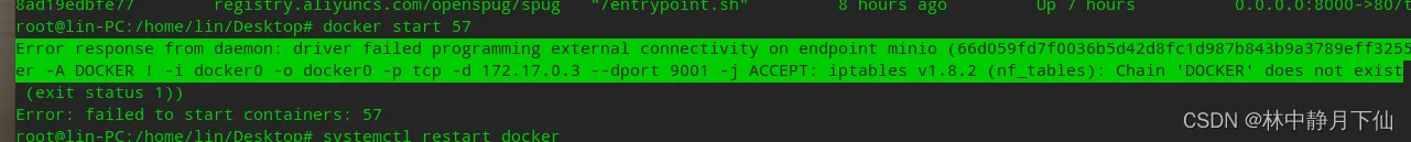 ptables failed: iptables --wait -t filter -A DOCKER 问题解决