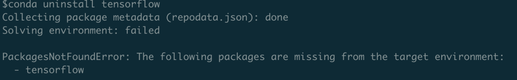 Conda 卸载包报错：PackagesNotFoundError: The following packages are missing from the target environment: