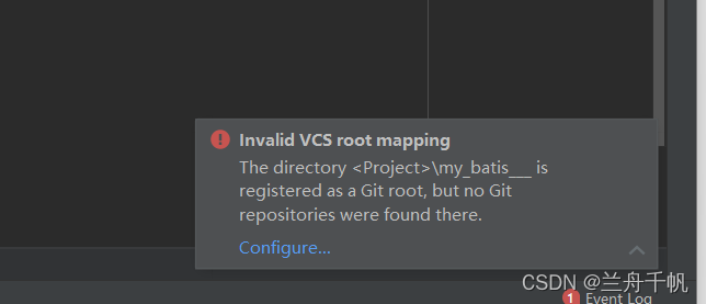 project is registered as a Git root, but no Git repositories were found there
