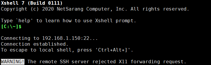 The remote SSH server rejected X11 forwarding request