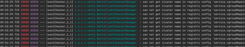 can not get cluster name in registry config ‘service.vgroupMapping.xx‘, please make sure registry