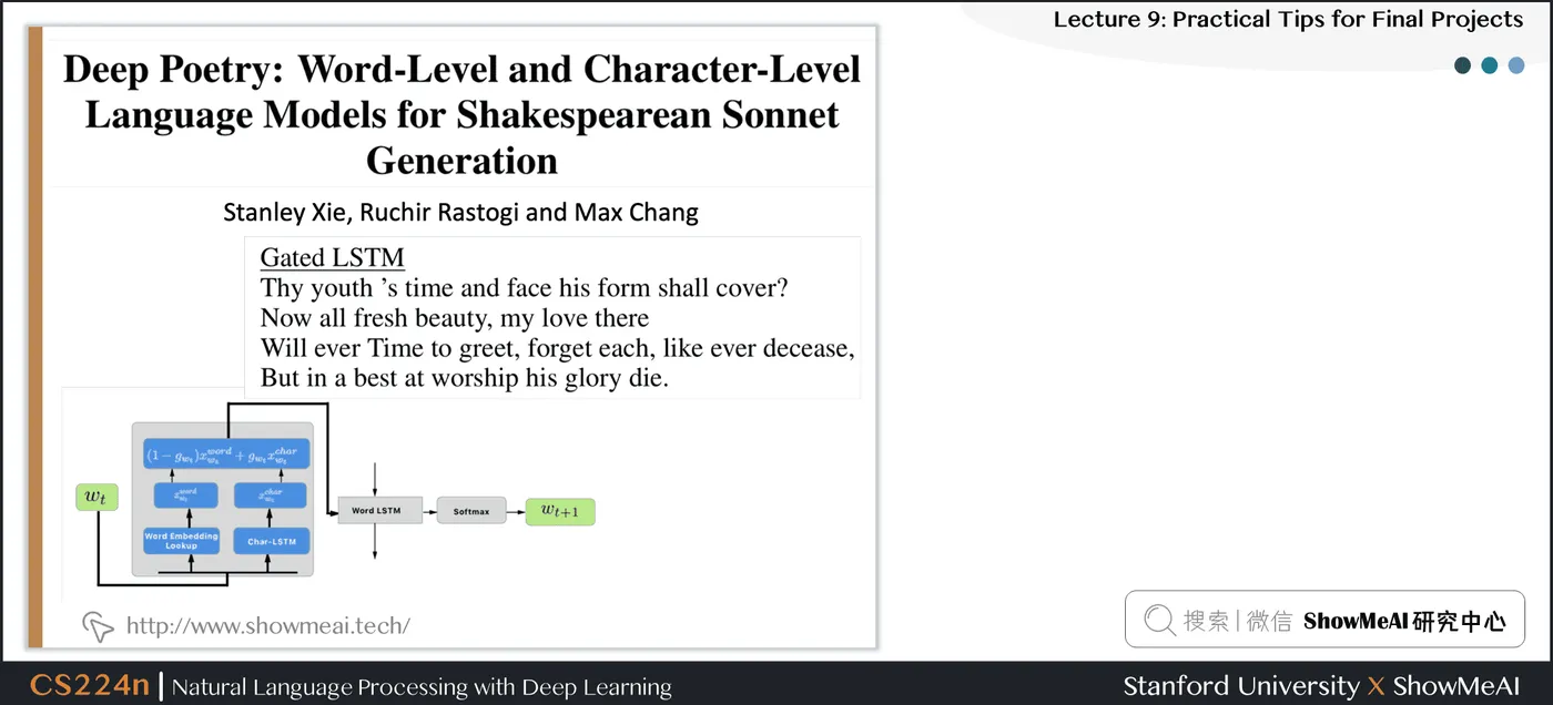 Deep Poetry : Word-Level and Character-level Language Models for Shakespearean Sonnet Generation