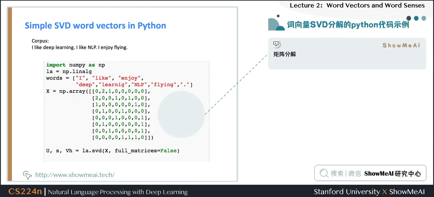 词向量SVD分解的python代码示例