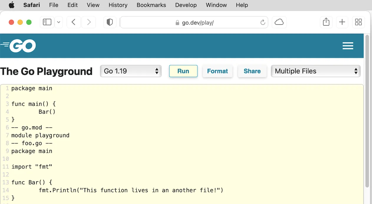 Go Playground多文件