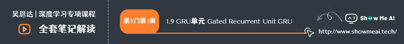 GRU单元 Gated Recurrent Unit GRU