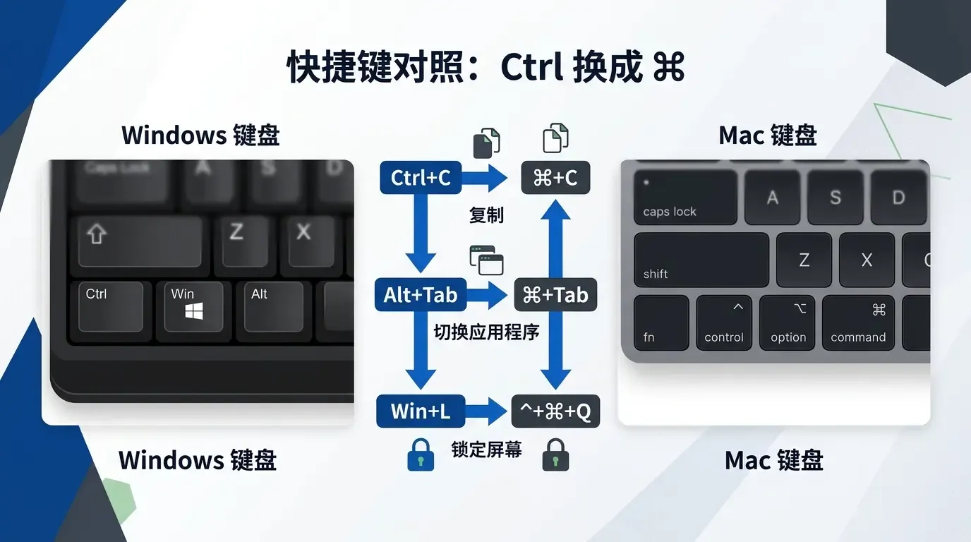 快捷键对照:Ctrl 换成 ⌘