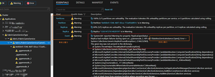 【Azure 微服务】Service Fabric中微服务在升级时，遇见Warning - System.Collections.Generic.KeyNotFoundException 服务无法正常运行