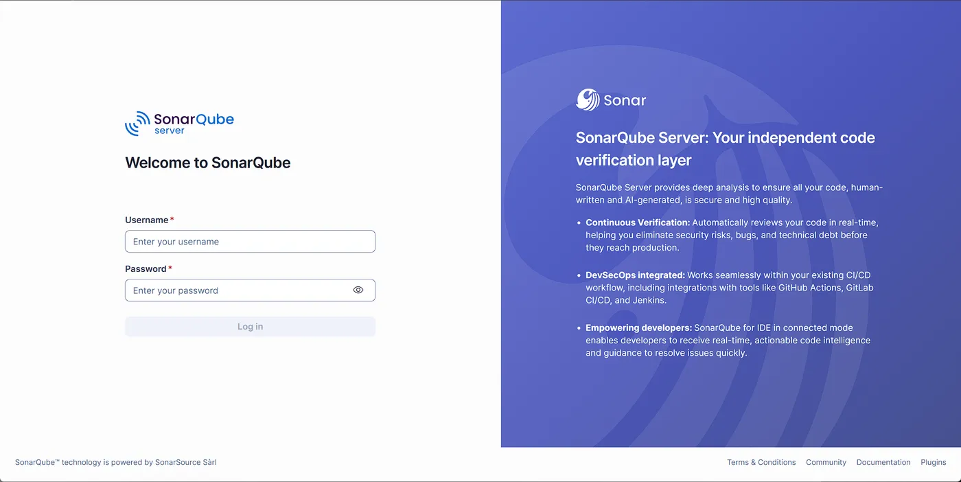 SonarQube的登录界面