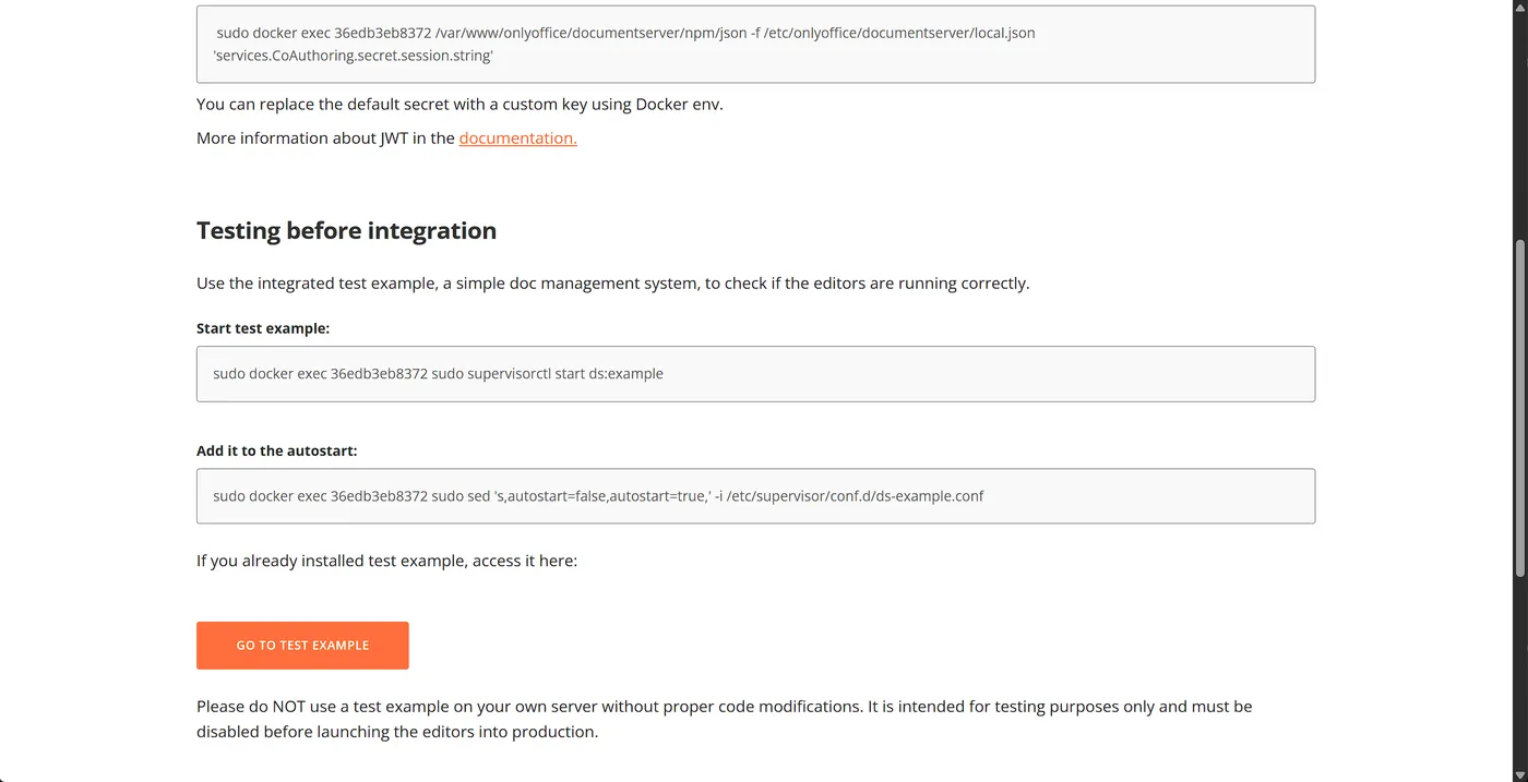 欢迎页 Testing before integration 与 GO TO TEST EXAMPLE