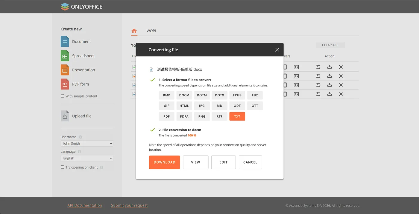 一键转换文档格式：docx 转 TXT / PDF 等