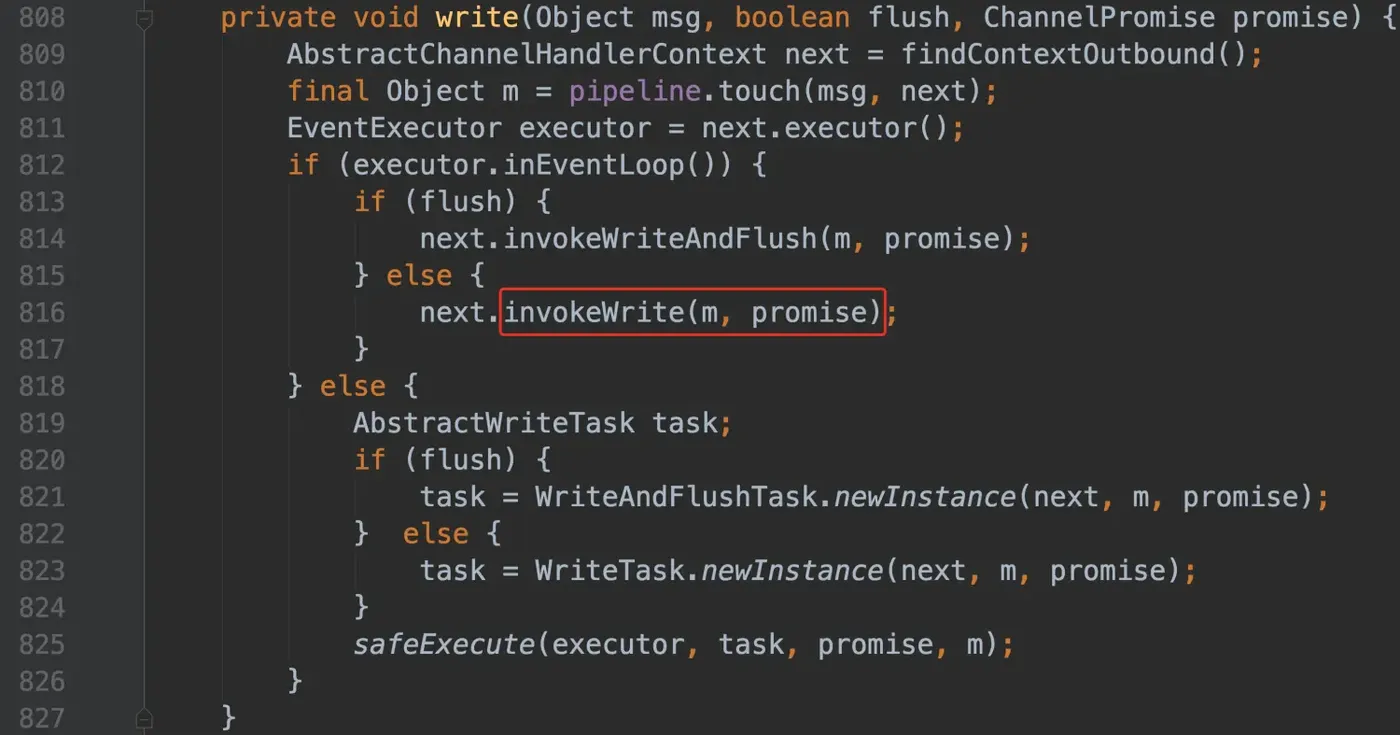 write(Object msg, boolean flush, ChannelPromise promise)