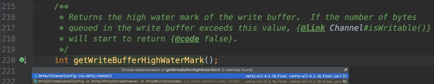 ChannelConfig#getWriteBufferHighWaterMark()