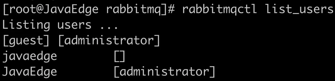 rabbitmqctl list_users