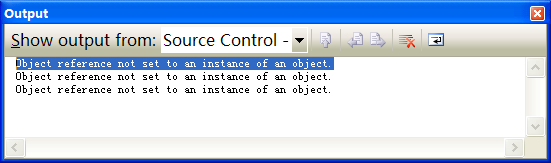 TFS 客户端错误"Object reference not set to an instance of an object."