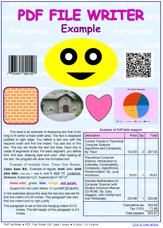 .NET平台开源项目速览(16)C#写PDF文件类库PDF File Writer介绍